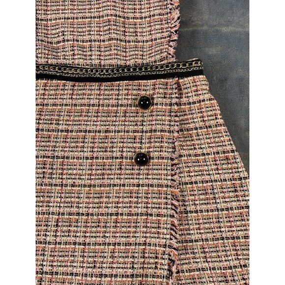 Zara Size Small Tweed Jumpsuit/romper/ Chic Dress Pink Lined - Picture 3 of 10